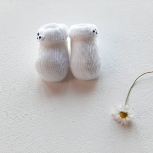 Scarpette bianco/blu roselline ricamate