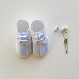 Scarpette a righe bianco/cielo