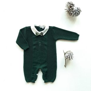 Tutina orsetto e papillon verde/latte