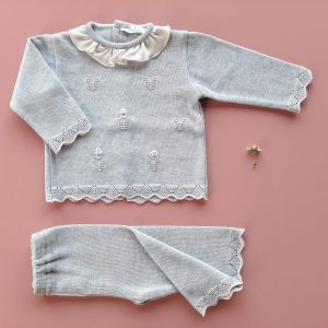 Completino 2 pezzi colletto in tessuto