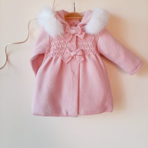 Cappottino neonata in lana con cappuccio