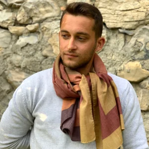 Sciarpa pura Lana sfumata colore mattone Cod 365