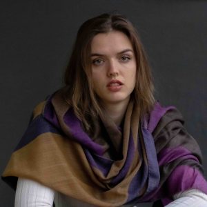 Stola pura Lana disegno sfumato Senape Cod 368