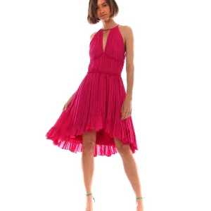 TWINSET ABITO MIDI CON PLISSÈ IRREGOLARI 221TT2475 FUCHSIA