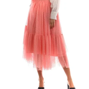 TWINSET GONNA LUNGA IN TULLE PLUMETIS 221TP2720 ROSA