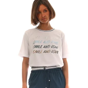 D.EXTERIOR T-SHIRT SMILE/LOVE 54727 BIANCO