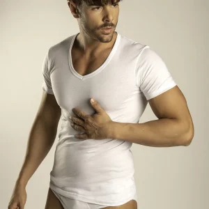 40040/40088 MAGLIA MEZZA MANICA SCOLLO A ‘V’ IN COTONE – MANSUE’