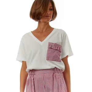 SOLOTRE T-SHIRT SCOLLO A V M11559 BIANCO