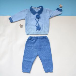 Completino neonato rombi e pom pom