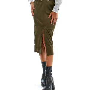 D.EXTERIOR GONNA TUBINO EFFETTO SCAMOSCIATO 55629 VERDE OLIVA