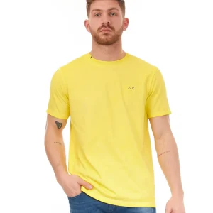 SUN68 BEACH T-SHIRT SPECIAL DYED T33145 GIALLO FLUO