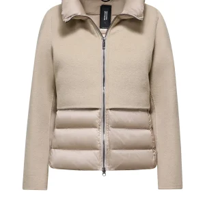 Giubbotto corto bi-materico con collo imbottito