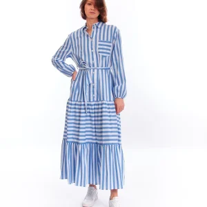 SEMICOUTURE ABITO A RIGHE JESSICA Y3SK27 BIANCO BLU