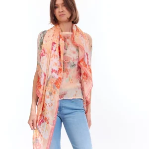 TWINSET STOLA STAMPA A FIORI E STELLE 231TA4640 ARANCIO