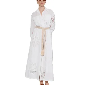 KAOS CHEMISIER LUNGO RICAMATO PP1LE007 BIANCO