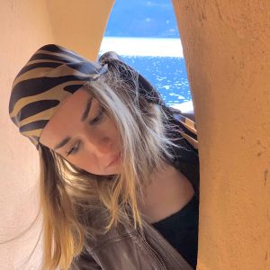 Foulard cm 90x90 Pura Seta disegno zebra beige e nero Cod 535