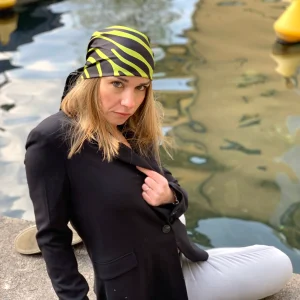 Foulard cm 90x90 Pura Seta disegno zebra verde e nero Cod 536