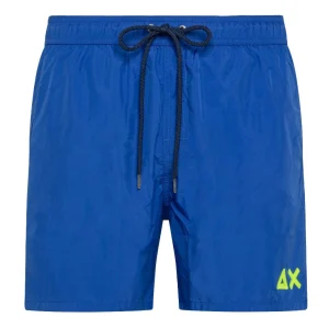 SUN68 BEACH PANTALONCINI DA MARE CON LOGO FLUO H33108 BLU ROYAL