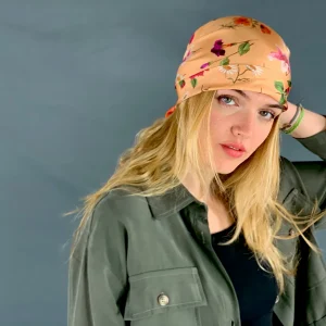 Foulard cm 90x90 Pura Seta disegno Rose colore Arancio Cod 552