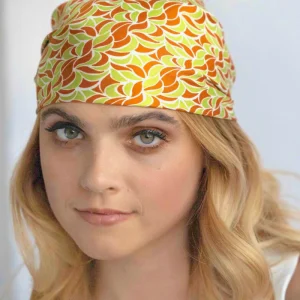 Foulard in Pura Seta cm 70x70 disegno foglie ’70 colore Arancio. Cod 560