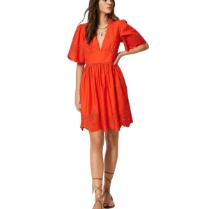 TWINSET ABITO CORTO IN POPELINE CON RICAMI SANGALLO 231TT2301 ARANCIO