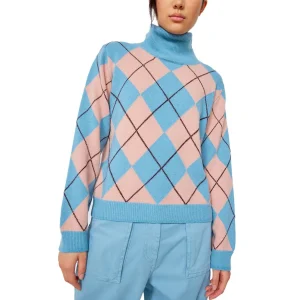 SEMICOUTURE DOLCEVITA CON INTARSIO ROMBI CARINE Y3WB36 ROSA AZZURRO