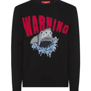 SOCKS BURGER AND FRIES MAGLIA GIROCOLLO SHARK ATTACK II BFK43116 NERO