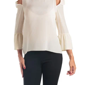 Pinko Blusa in Crepe di Seta Beige
