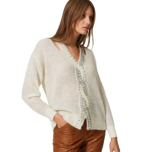 TWINSET MAGLIONE CON TRECCIA PAILLETTES 232TT3390 BIANCO