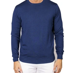 FILIPPO DE LAURENTIIS MAGLIA GIROCOLLO IN LANA MERINO GC1ML/WM12RV INDACO