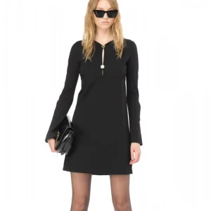 PINKO ABITO CORTO LAVORATO A PUNTO STOFFA AQUARIOS NERO