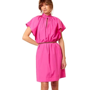 MAX MARA STUDIO ABITO MINI CON MOTIVO ARRICCIATO SOSPIRO FUCSIA