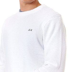 SUN68 MAGLIA IN COTONE ROUND NECK BOUCLE K34125 BIANCO