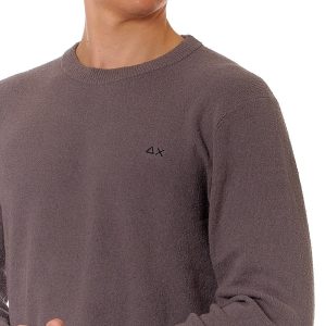 SUN68 MAGLIA IN COTONE ROUND NECK BOUCLE K34125 ANTRACITE