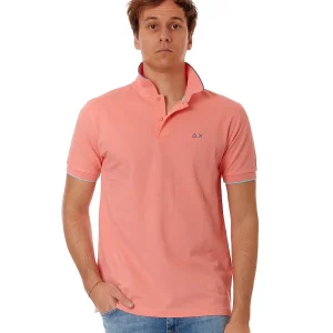 SUN68 POLO CON PROFILO SOTTILE SUL COLLETTO A34113 SALMONE