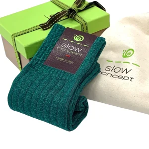 Calze Donna mezzo gambaletto Lurex Verde Cod. 671