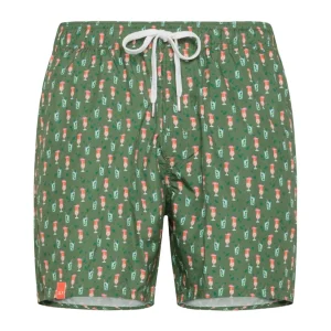 SUN68 BEACH PANTALONCINI DA MARE CON FANTASIA COCKTAIL H34127 VERDE MILITARE