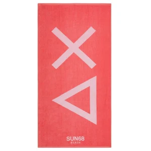 SUN68 BEACH TELO MARE CON LOGO X34110 SALMONE