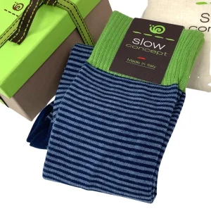 Calze Uomo gambaletto in cotone riga sottile colore Blu Cod. 681