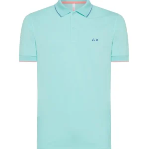 SUN68 POLO CON PROFILO SOTTILE SUL COLLETTO A34113 ACQUA