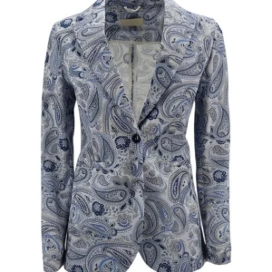 CIRCOLO 1901 GIACCA MONOPETTO IN FANTASIA PAISLEY FD3099 AZZURRO