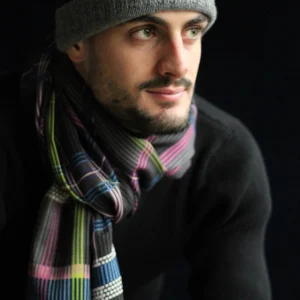 Sciarpa Uomo in Pura Lana disegno madras Grigio Cod. 697