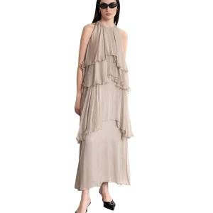 KAOS JEANS ABITO LUNGO CON BALZE QPJCF005 BEIGE