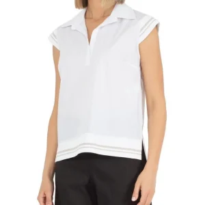 D.EXTERIOR BLUSA A POLO CON DETTAGLI IN LUREX 58588 BIANCO