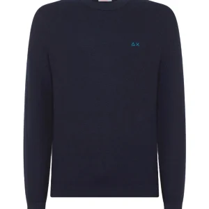 SUN68 MAGLIA ROUND PIQUET KNIT K44140 BLU NAVY