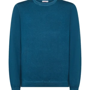SUN68 MAGLIA ROUND VINTAGE PLAIN K44147 BLU PETROLIO
