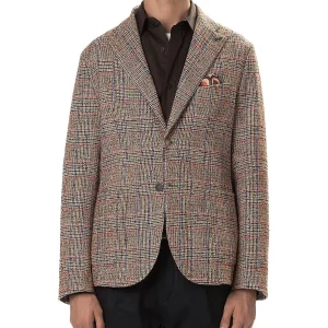BOB BLAZER MONOPETTO CON LAVORAZIONE A QUADRI POCK318/T318 MULTICOLORE