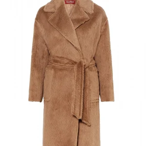 MAX MARA STUDIO CAPPOTTO EFFETTO PELLICCIA OTTANTA CAMMELLO