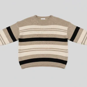 maglia righe beige nera lineaelle