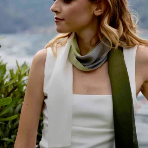 Sciarpa in Seta georgette sfumata Verde - 906